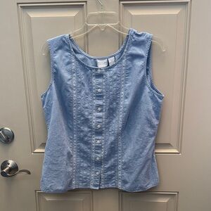 Sonoma Light Blue Button-Front Tank Top PTP 20.5 inches